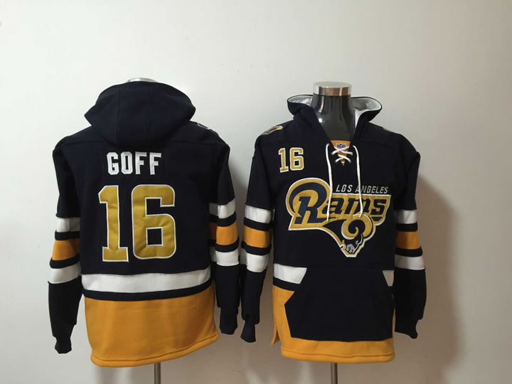 Rams 16 Jared Goff Navy All Stitched Hooded Sweatshirt,We sell and wholesale Rams 16 Jared Goff Navy All Stitched Hooded Sweatshirt on line form chian!